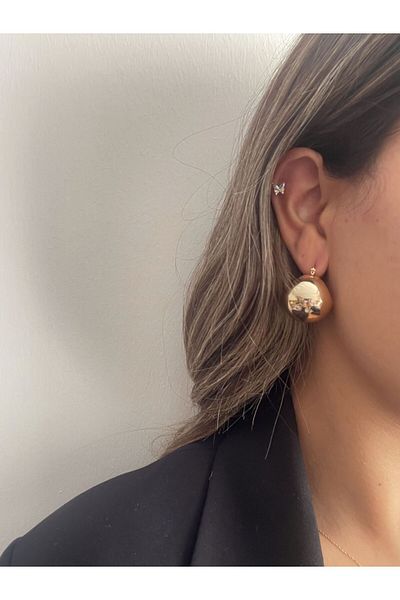 Sujewelry Gold Steel Imported Ball Earrings