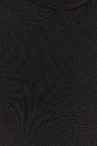 Edit by Trendyol Black High Collar Knitted T-Shirt TWOAW24TS00019