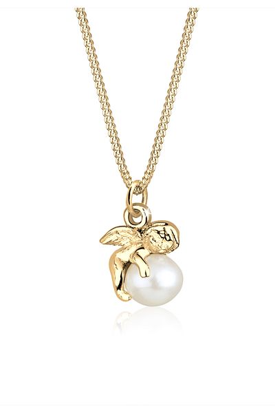 ELLI Halskette Damen Engel mit Süßwasser-Zuchtperle in 925 Sterling Silber