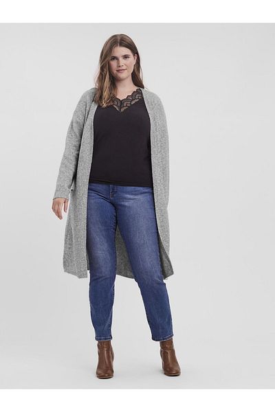 Veromoda Curve Strickjacke VMDOFFY LS LONG OPEN CARDIGAN GA CURVE