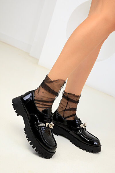 SOHO Black Patent Leather Women's Casual Shoes 18559