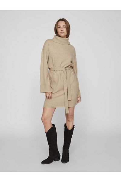 VILA Strickkleid Bindegürtel