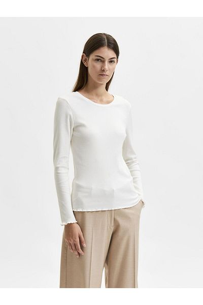 Selected Femme Oberteil mit langen Ärmeln Geripptes