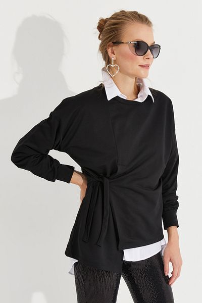 Cool & Sexy Dámská černá mikina na zavazování Yİ2493