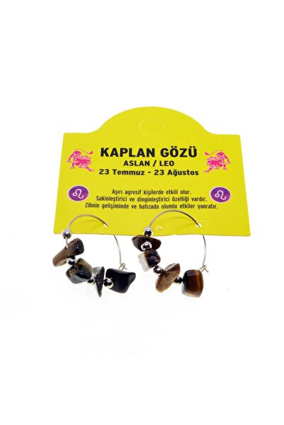 X-Lady Accessories Doğaltaş Aslan Burçu Kaplan Gözü Taşı Burç Küpe - 2331