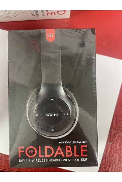 Foldable p47 kulak üstü bluetooth kulaklık aux kablo hediyeli