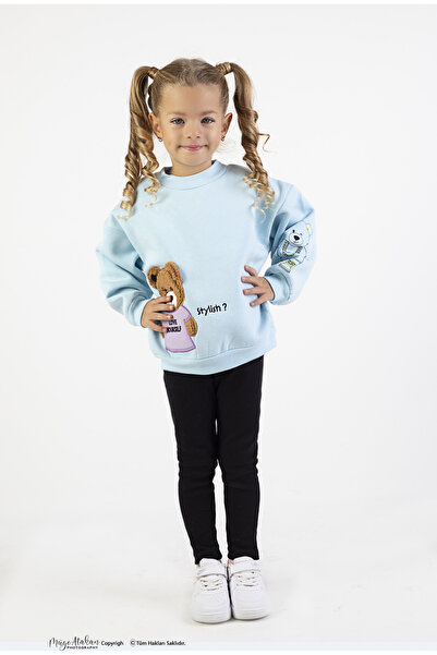 Harika KIDS Kız Çocuk Orta Kalınlıkta Baskılı Örme Basic Taytlı Alt Üst Takımı