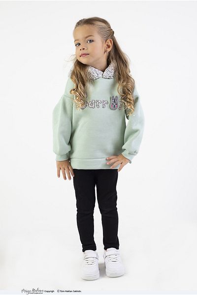 Harika KIDS Κοριτσίστικο ύφασμα μεσαίου πάχους Κέντημα Καρέτα Πλεκτό Basic Σετ τοπ και κάτω