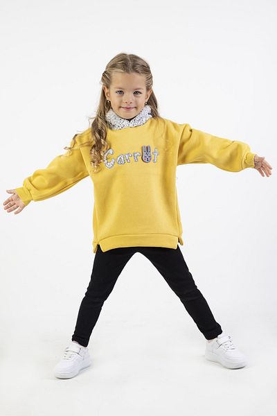 Harika KIDS Țesătură pentru fete Grosime medie, broderie Caretta, dresuri de bază tricotate Set de sus și de jos