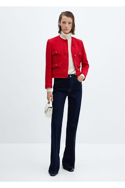MANGO Woman Tweed Pocket Jacket