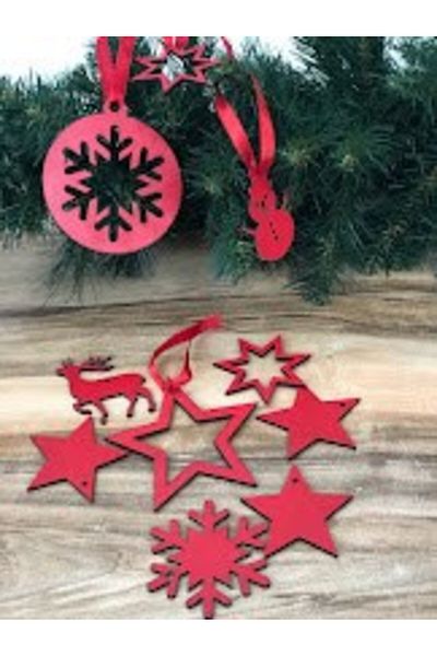 Masalsı Concept Luxury wooden custom Christmas pine tree ornament10 pieces mixed set