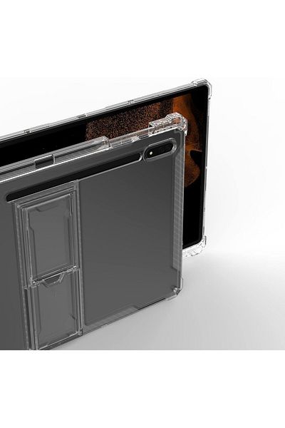 TEKNETSTORE Samsung Galaxy Tab S7 Fe Lte T730 T735 T737 Case with Pen Compartment, Transparent Silicone Stand, Strong Protection