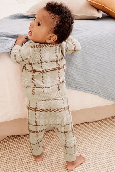 Next Baby 100% Cotton Brown Knitwear Bottom and Top Set