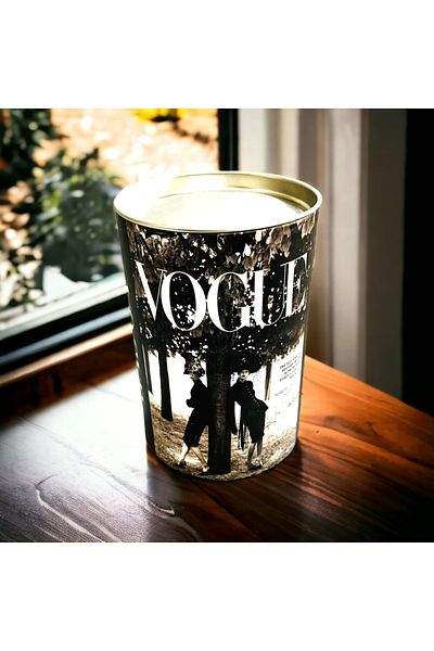 Saccura Decor Decorative Cylinder Box with Metal Lid, Brown Tree Decorative Box