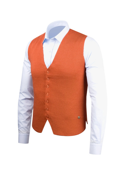 Çizgi Triko Men's Buttoned Sports / Classic Knitwear Knitted Sleeveless Vest Regular Fit