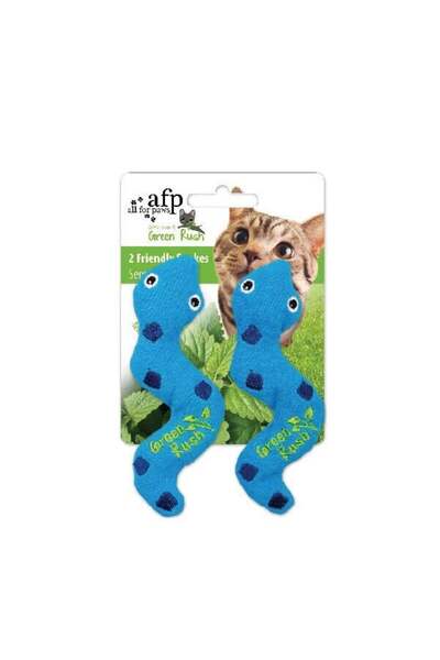 Afp Green Rush Cat Snake Plush Cat Toy with Herb 2 Pieces
