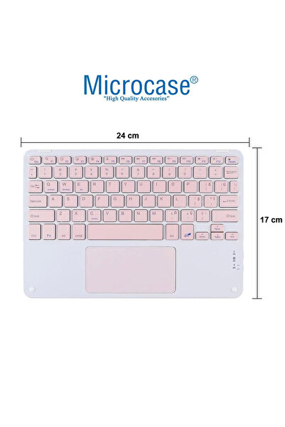 Microcase Ipad 10.nesil 10.9 2022 Ile Uyumlu Bt Touchpad Klavye Bluetooth Mouse Standlı Kılıf Bkk7 Pembe