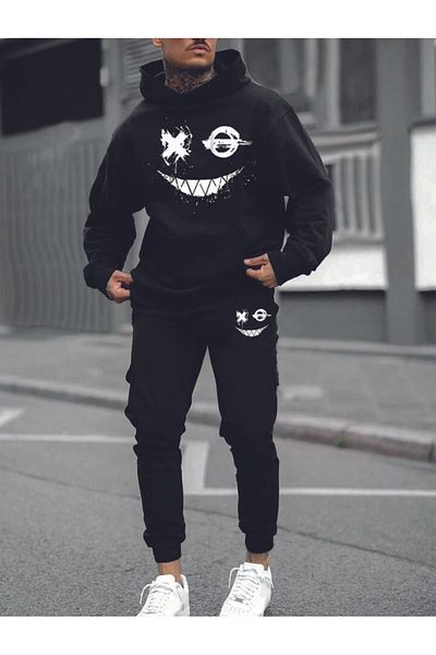 Hunors Sportswear & Company Ανδρική φόρμα oversize με κουκούλα από βαμβακερή φόρμα - Beast Printed