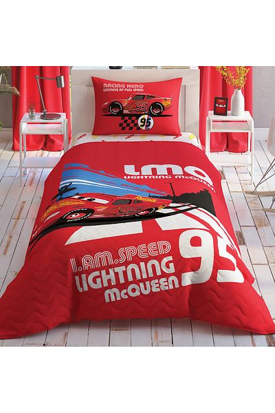 Taç CROWN LICENSED DISNEY CARS FULL SPEED SINGLE PERSONAL QUILTED Duvet Cover Set COMPLET SET