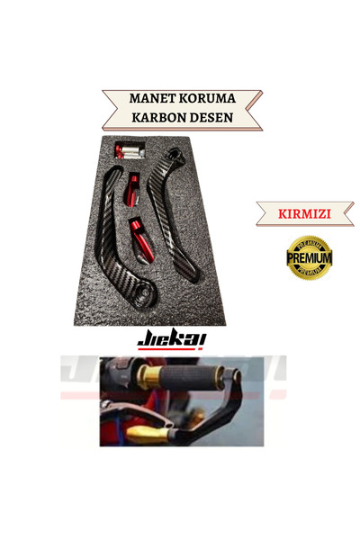 JİEKAİ CF MOTO NK 150-250 UYUMLU MANET KORUMA ELCİK KORUMA KARBON DESEN -KIRMIZI