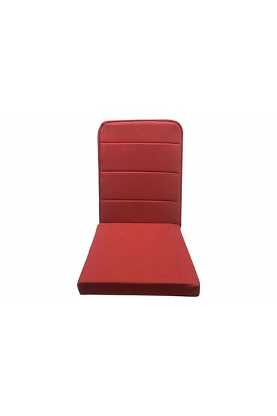 REMEGE Red Quilted Supported Floor Cushion