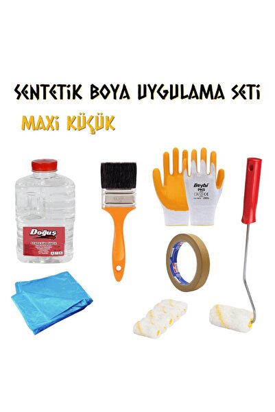 Karışık Boya Uygulama Seti Max Küçük - Tiner-Fırça-Rulo-Örtü-Bant-Eldiven
