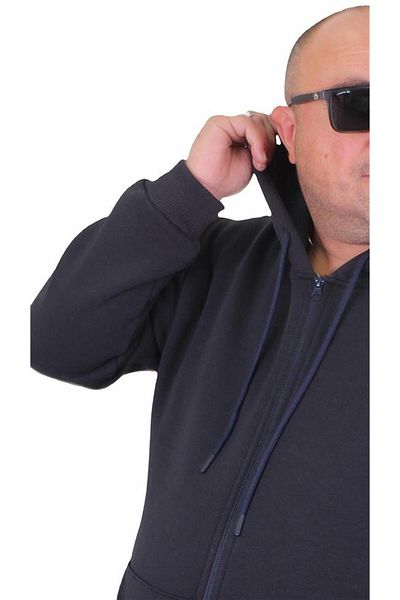 Starbattal Μεγάλο μέγεθος Unisex Hooded 3ip Sweat 11701 NAVY BLUE