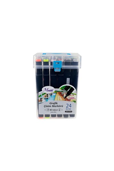 Masis Twin Double Ended Marker Pen Plastic Box Set of 24