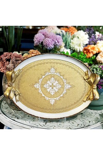 Le Atölye Monaroza Rosewood Oval Tray Large Size Model-2