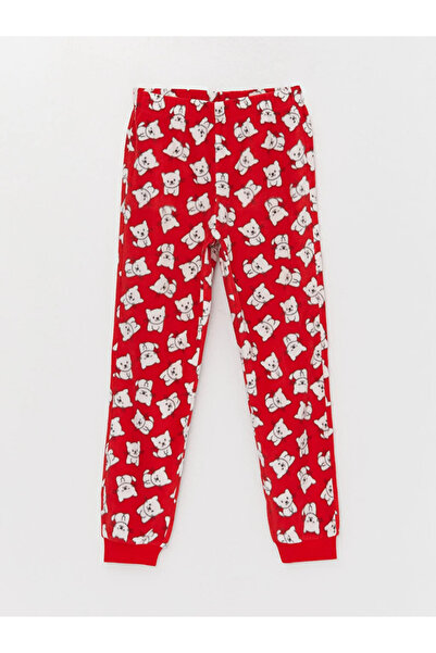 LC Waikiki Bisiklet Yaka Nakışlı Uzun Kollu Polar Kadın Pijama Takımı