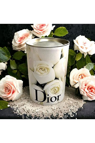 Saccura Decor Decorative Cylinder Box Cream Rose Decorative Cylinder Box with Metal Lid