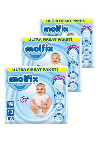 Molfix Bebek Bezi Ultra Fırsat Paketi 3 Numara 324'lü