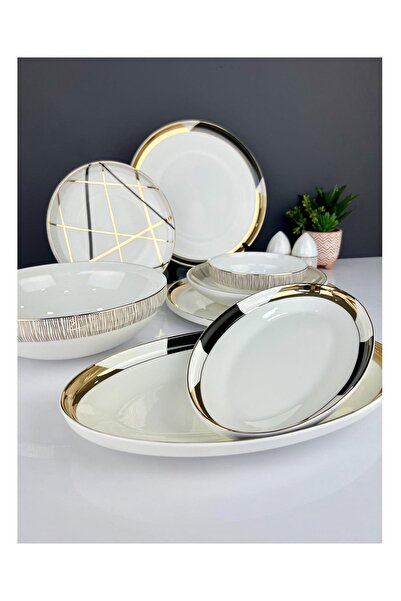 Doğudeko Lüx Porselen Viola 57 Parça 12 Kişilik Bone China Yemek Takımı