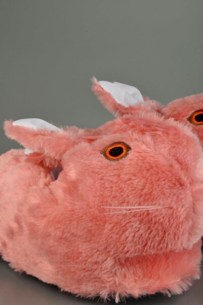 KONFOR Sevimli Tavşan Figürlü Peluş Panduf Gülkurusu