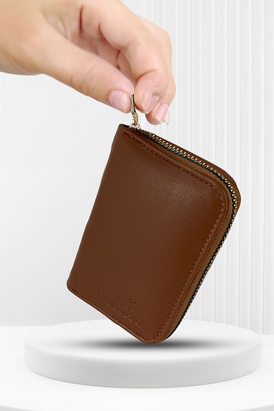 Frank Martin Rio Genuine Women's Wallet with Cascade and Coin Eyes - Coffee Women's Wallet with Zipper