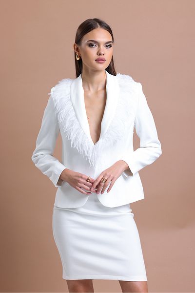 Tangül&Ali'S Moda Evi Otrişli White Blazer Jacket
