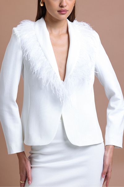 Tangül&Ali'S Moda Evi Otrişli White Blazer Jacket