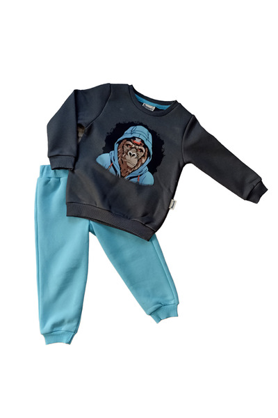 Miniworld Baskı Detaylı Erkek Çocuk 2'li Takım- 3 İp Şardonlu Erkek Çocuk 2'li Takım