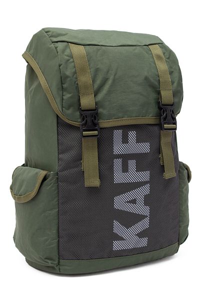 KAFF Λογότυπο Χακί Unisex Crinkle Ύφασμα Αδιάβροχο Σχολικό Σακίδιο Ταξιδιωτικού Αθλητισμού με κορδόνια