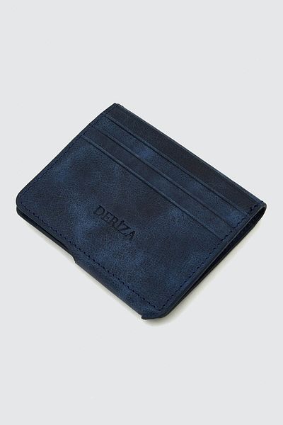 Deriza Γνήσιο δέρμα Vintage Πορτοφόλι Navy Blue με μαγνήτη