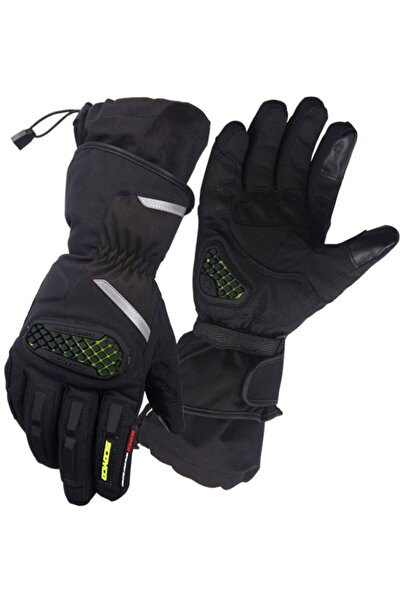 ebakbak Motosiklet Eldiveni Oxford Kumaş Full Korumalı Kışlık Uzun Eldiven Siyah