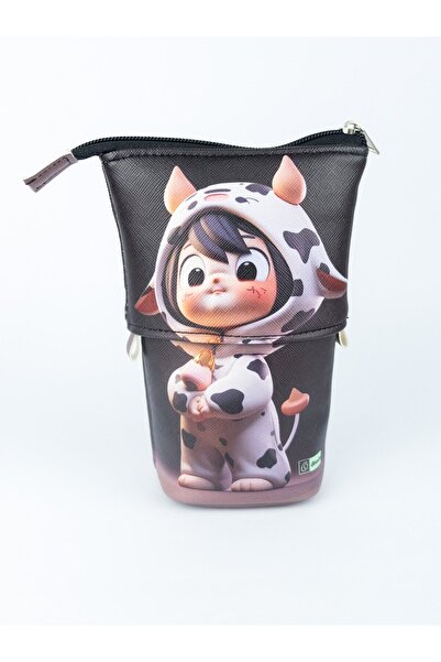 OneSize علبة كلمات تلسكوبية لطيفة للأطفال من جلد البقر النباتي (حامل قلم وحقي...