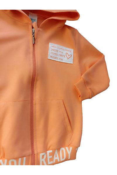 nazar baby Girl's Tracksuit Set - 2 Strings Non-Raised Hooded, Kangaroo Pocket Zippered Sweatshirt and Sweatpants