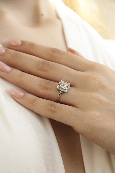 takıtarzım Μονόπετρο ρυθμιζόμενο δαχτυλίδι από ασήμι ζιργκόν