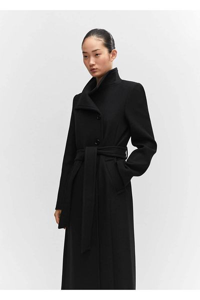 MANGO Woman Woolen Coat - Belt Detailed