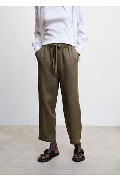 MANGO Woman Plátěné kalhoty Jogger
