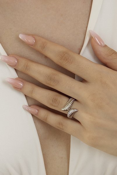 takıtarzım Silver ivy adjustable women's ring