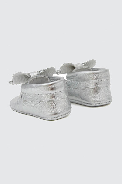 Beybium Bobby Gümüş Doğal Deri Bebek Makosen