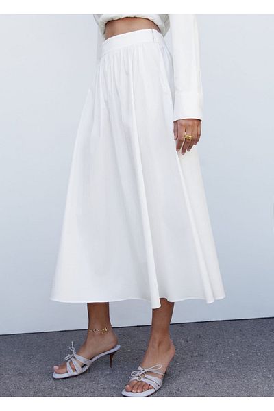 MANGO Woman Langer Rock mit Faltendetail