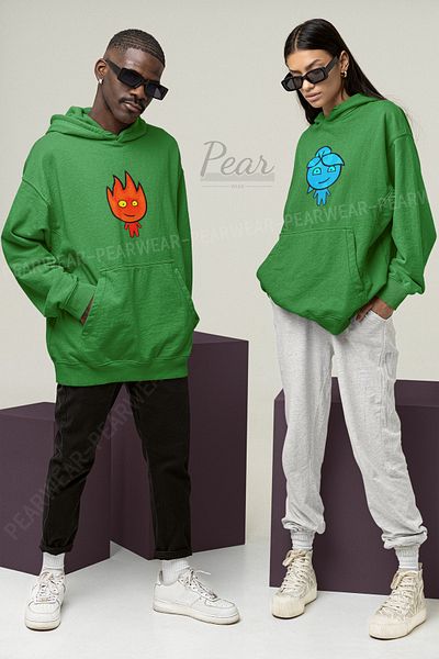 Pear Wear Φούτερ για ζευγάρια με στάμπα Fireboy Watergirl Unisex Oversize Lover Team Hoodie